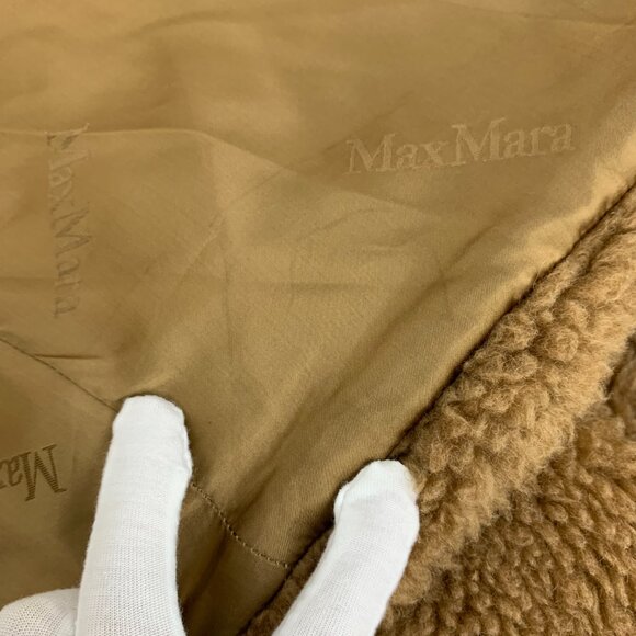 IW0176 Maxmara Teddy series Brown camel velvet Teddy lapel double-breasted coat - Picture 8 of 9